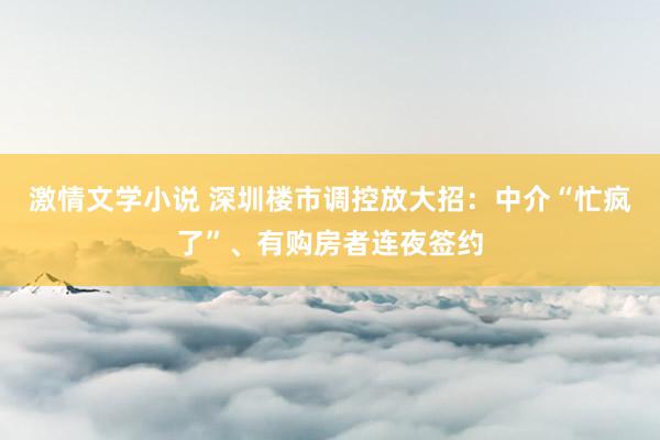 激情文学小说 深圳楼市调控放大招：中介“忙疯了”、有购房者连夜签约