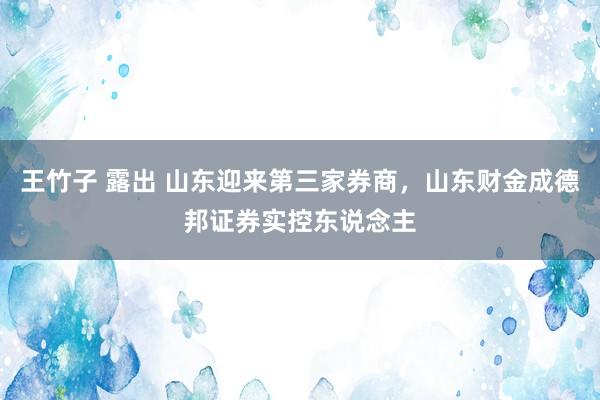 王竹子 露出 山东迎来第三家券商，山东财金成德邦证券实控东说念主